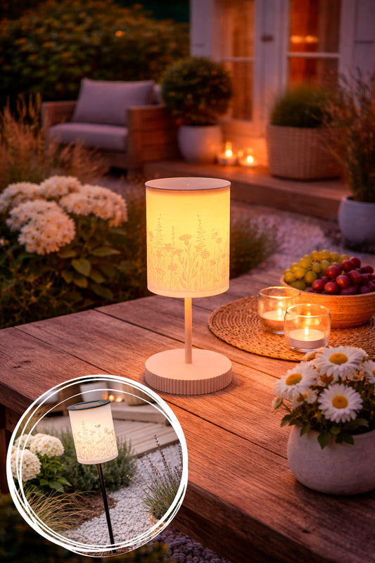 3D-Druckdatei - Windlicht - Blumenwiese - STL + 3MF - Deko  Solarlampe - Garten - LED-Licht