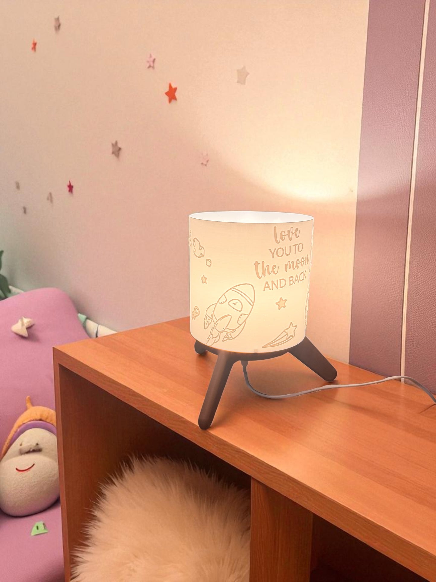 3D-Druckdatei - Nachtlicht - für LED Lampenfassung mit Sockel - love you to the moon an back