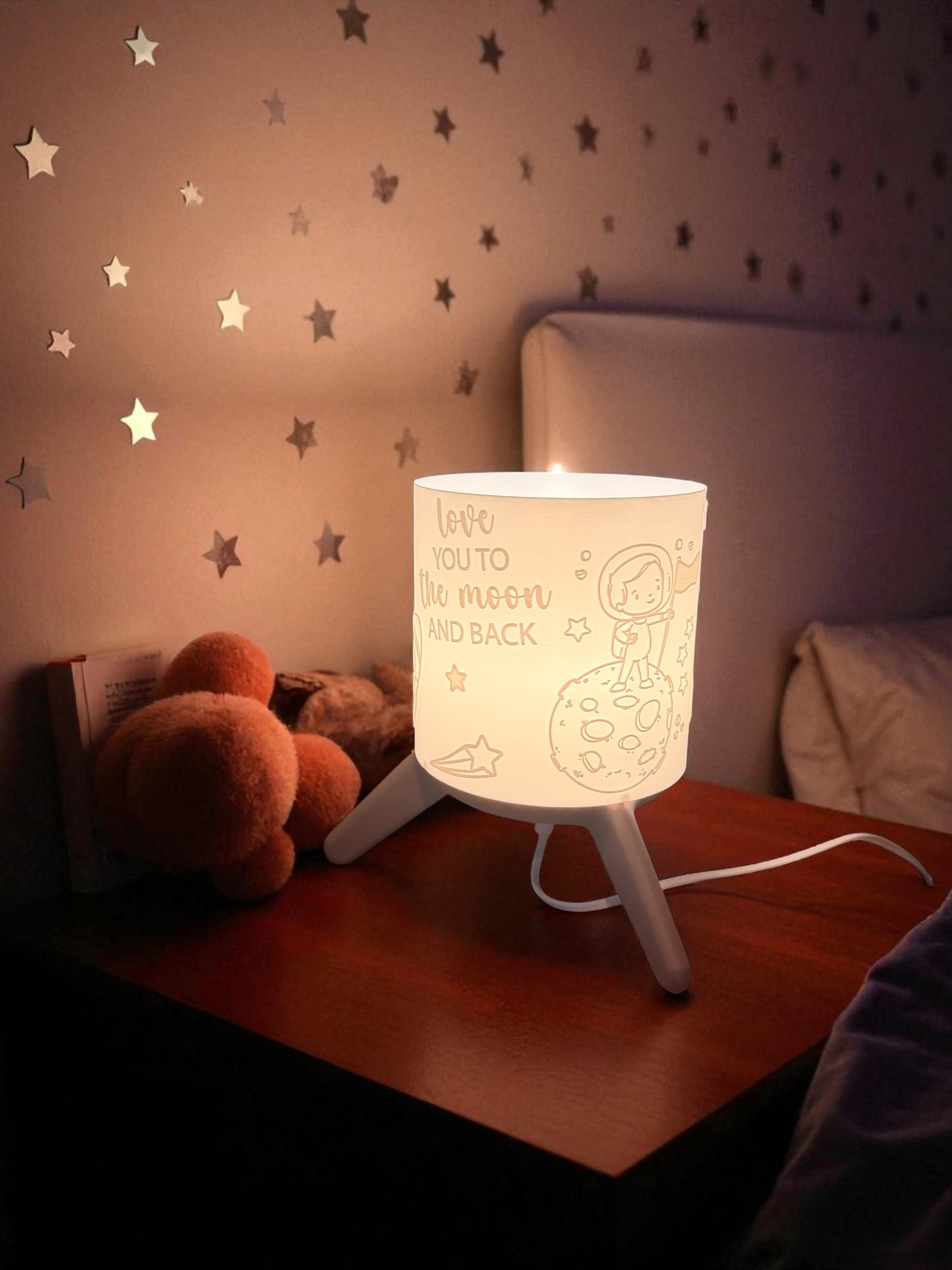 3D-Druckdatei - Nachtlicht - für LED Lampenfassung mit Sockel - love you to the moon an back