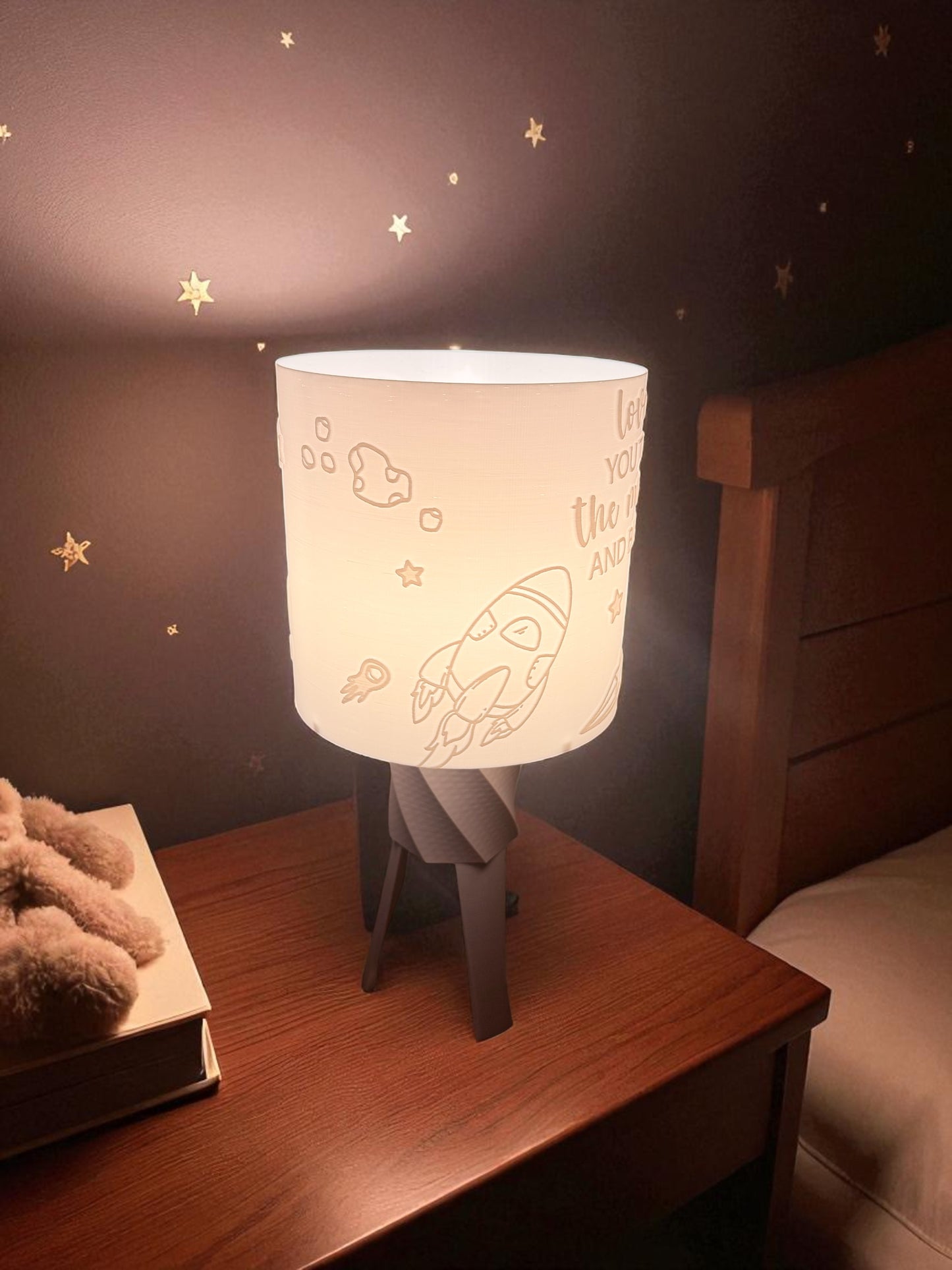 3D-Druckdatei - Nachtlicht - für LED Lampenfassung mit Sockel - love you to the moon an back