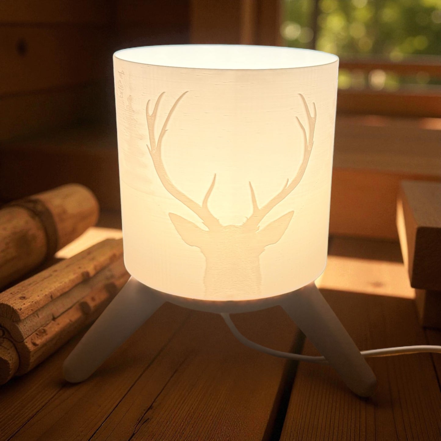 3D-Druckdatei - Deko Lampe Jagd - für LED Lampenfassung - inklusive Sockel - Hirsch