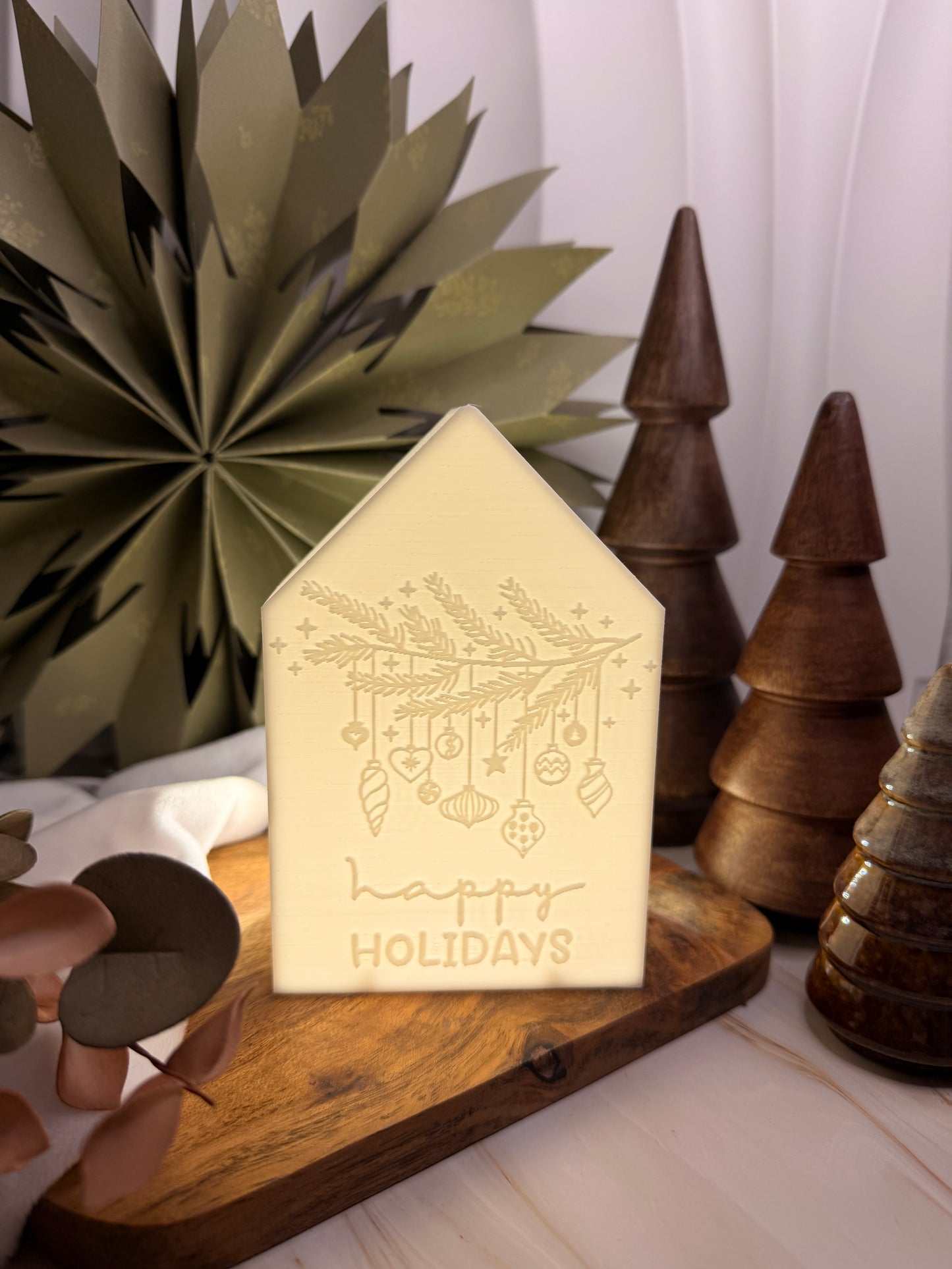 3D-Druckdatei - Teelichthaus - happy holidays