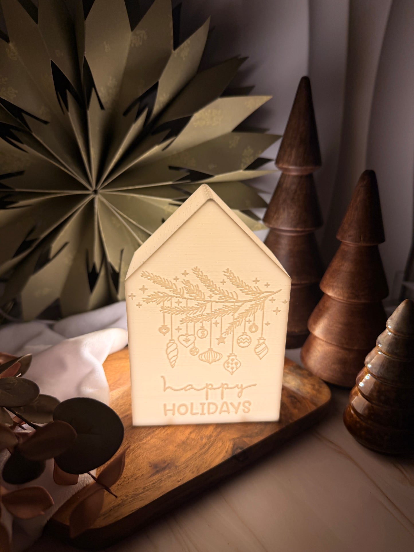3D-Druckdatei - Teelichthaus - happy holidays