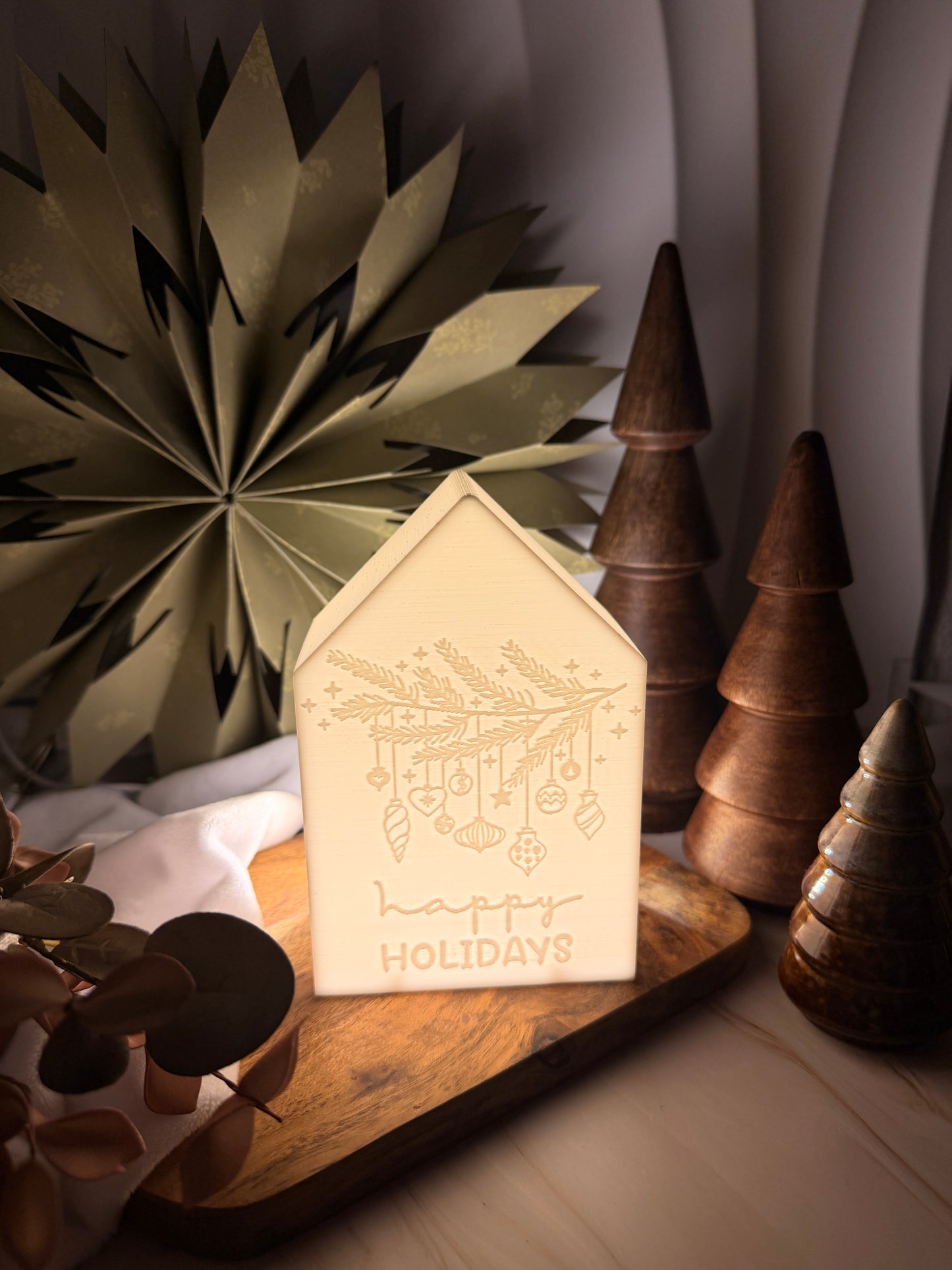 3D-Druckdatei - Teelichthaus - happy holidays