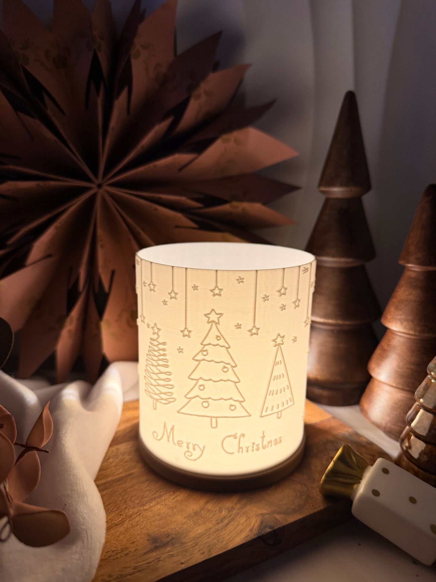 3D-Druckdatei - Windlicht - merry christmas sternenglanz