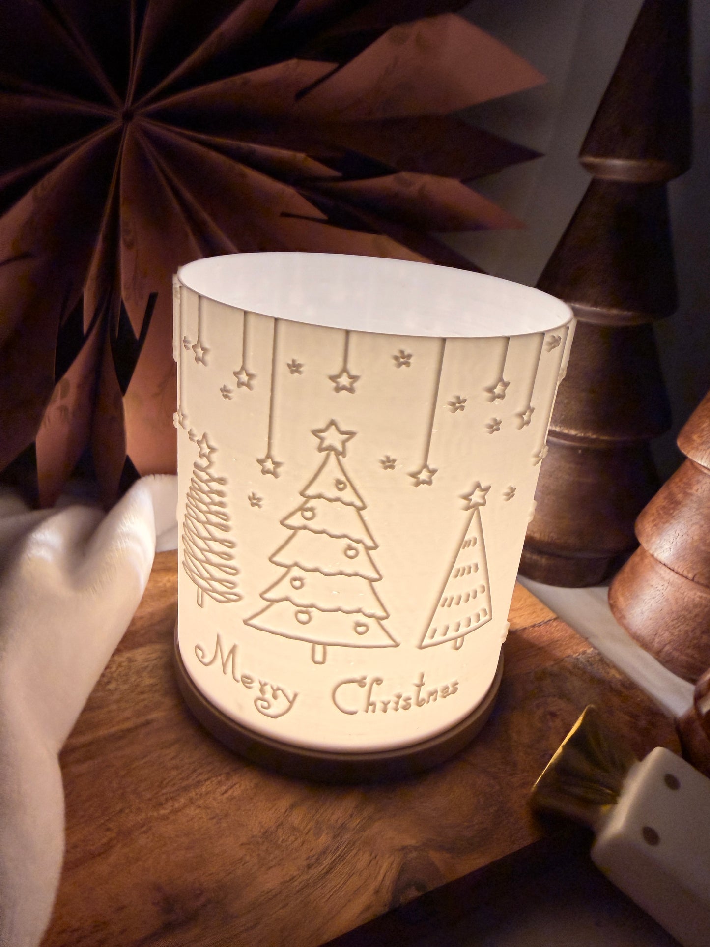 3D-Druckdatei - Windlicht - merry christmas sternenglanz