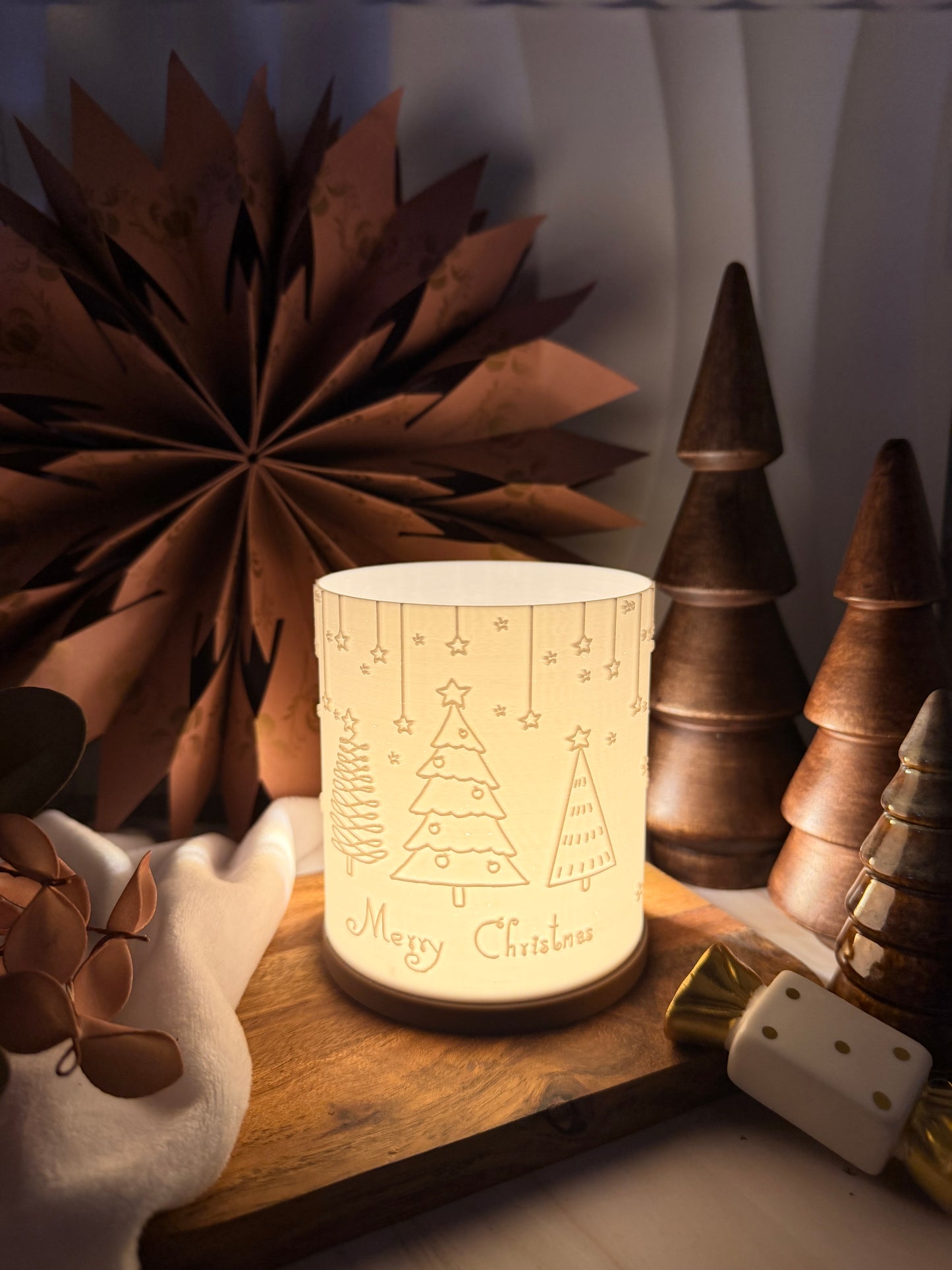 3D-Druckdatei - Windlicht - merry christmas sternenglanz