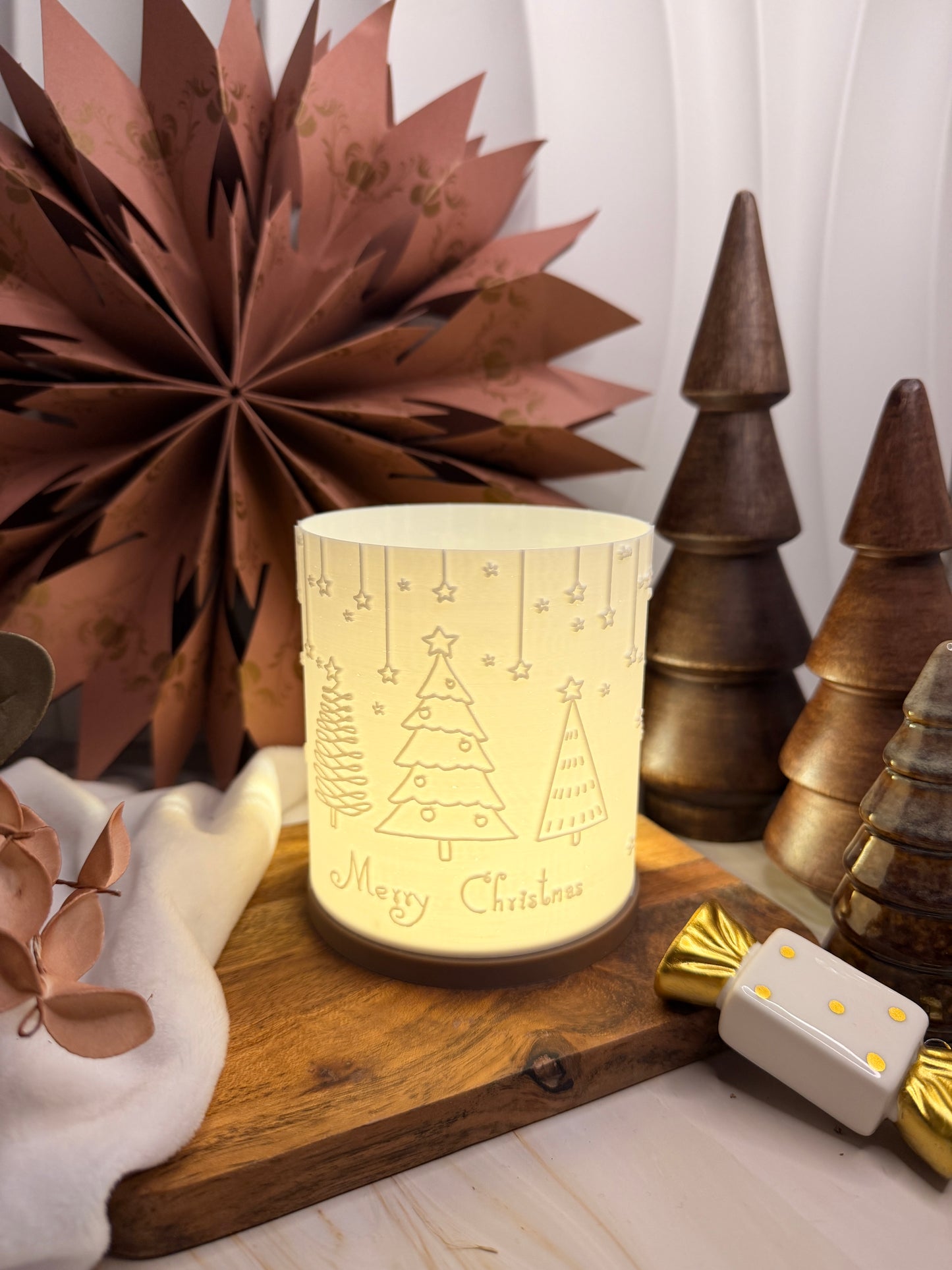 3D-Druckdatei - Windlicht - merry christmas sternenglanz