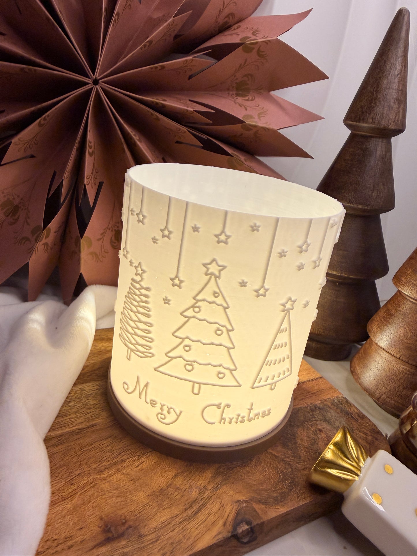 3D-Druckdatei - Windlicht - merry christmas sternenglanz