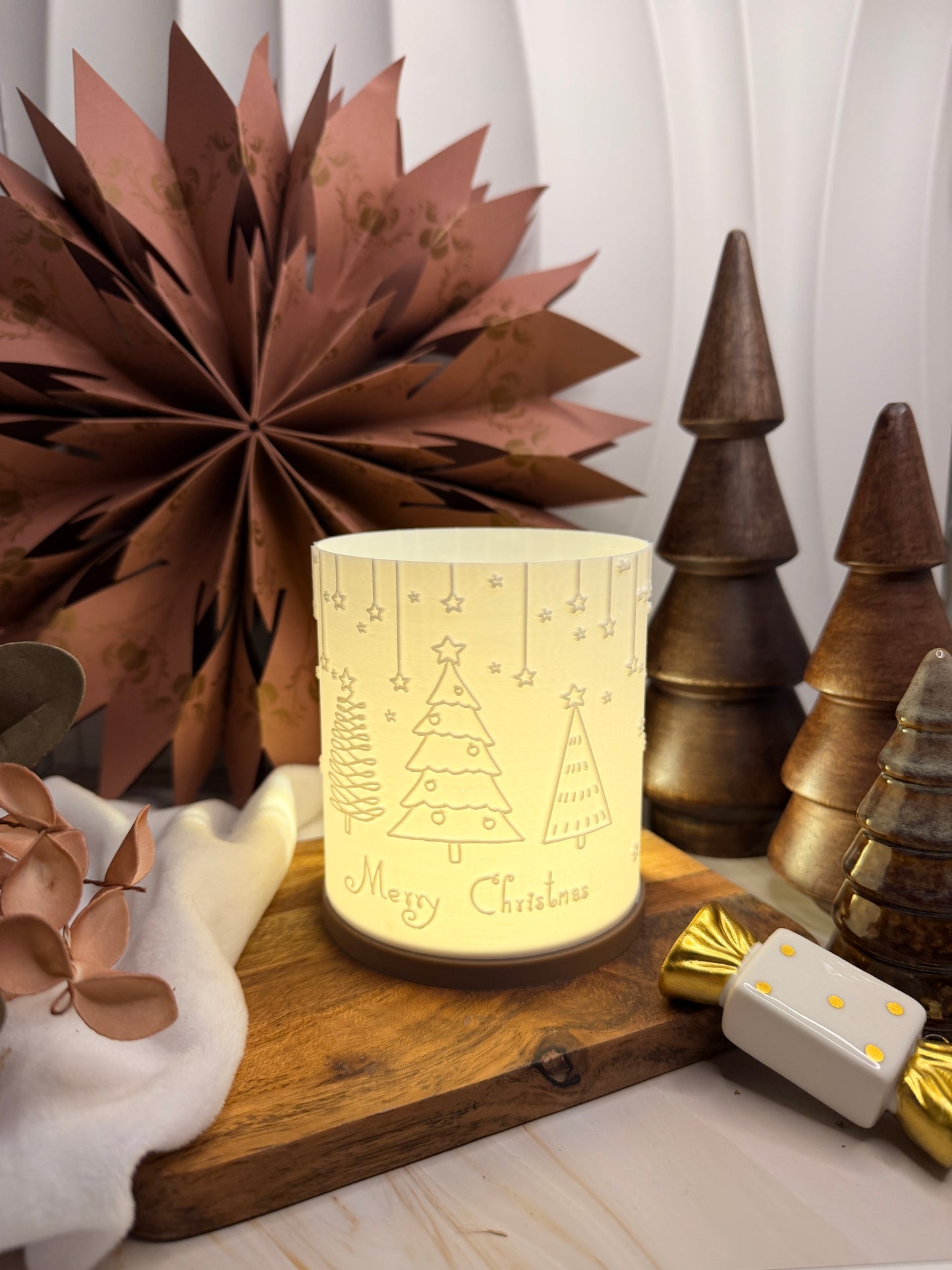 3D-Druckdatei - Windlicht - merry christmas sternenglanz