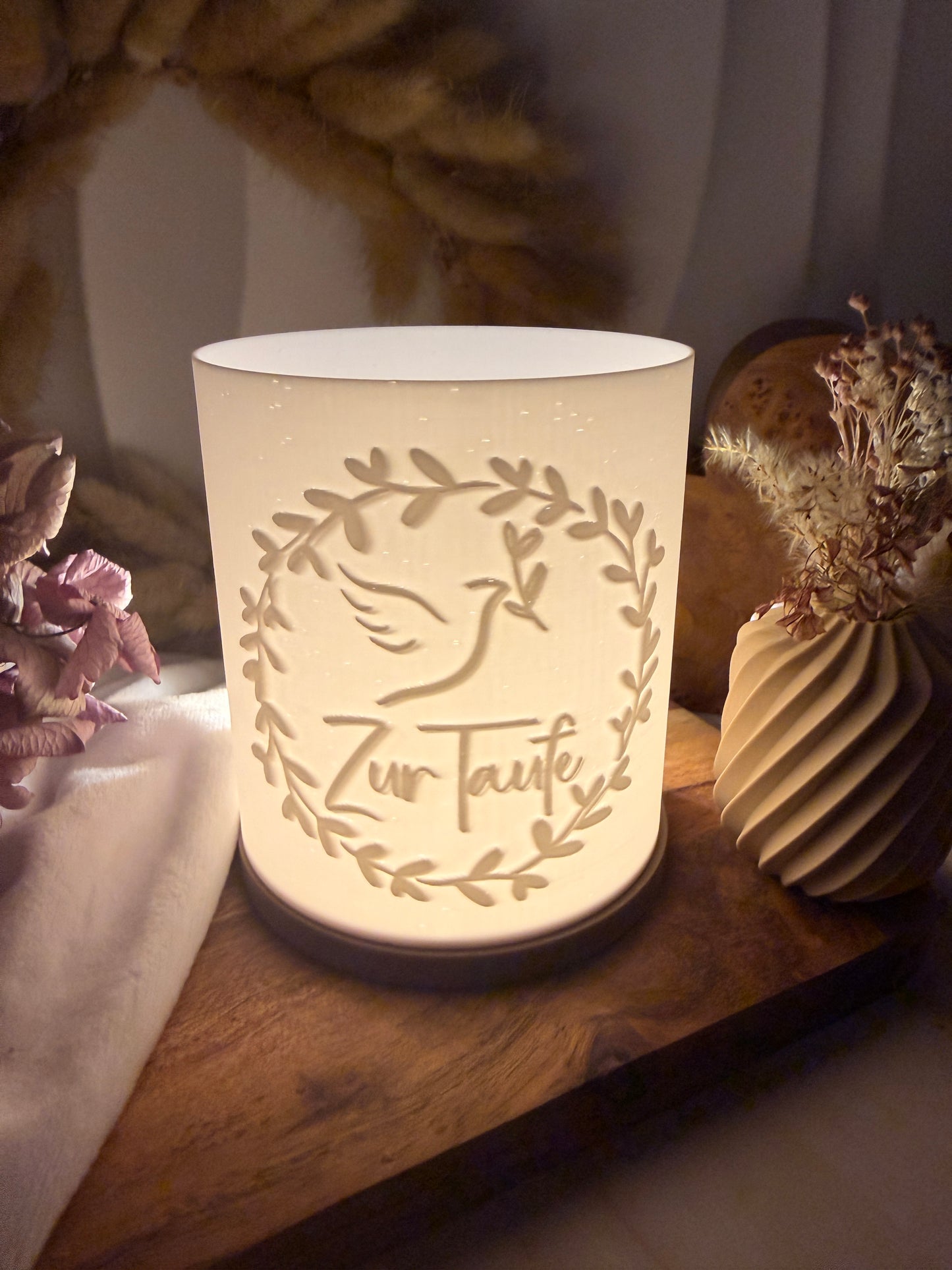 3D-Druckdatei - Windlicht - Taufe Taube