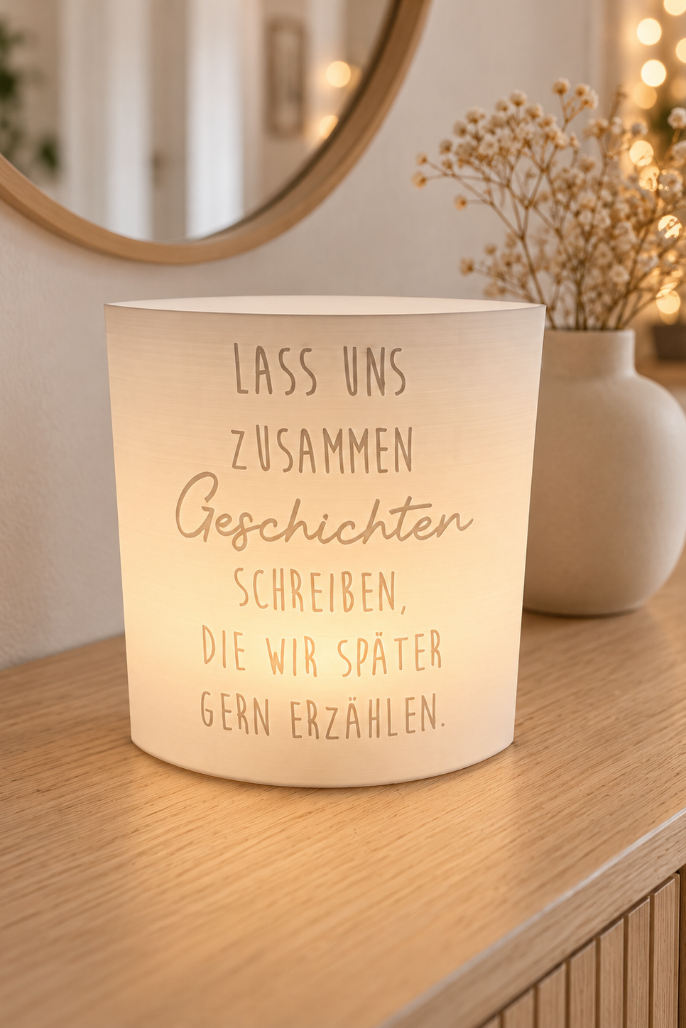 3D-Druckdatei  Windlicht "lass uns zusammen Geschichten schreiben"