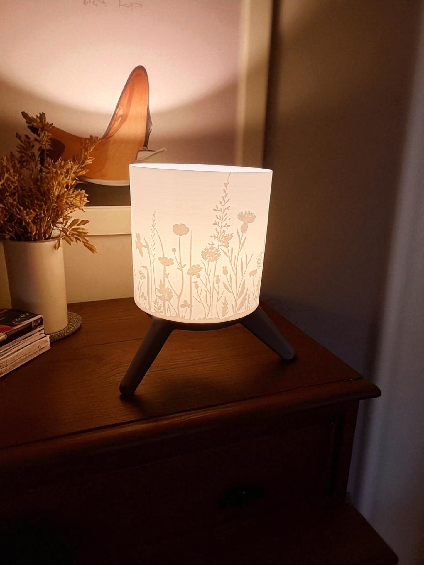 3D-Druckdatei - Deko Lampe Blumenwiese - für LED Lampenfassung - inklusive Sockel