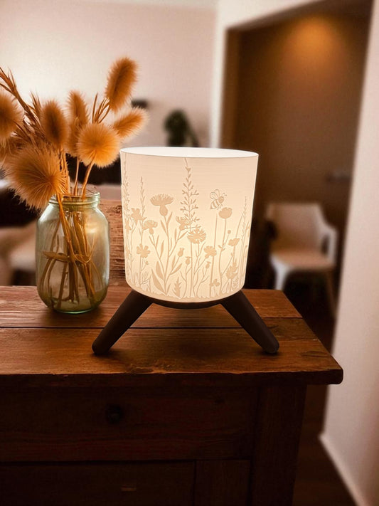 3D-Druckdatei - Deko Lampe Blumenwiese - für LED Lampenfassung - inklusive Sockel