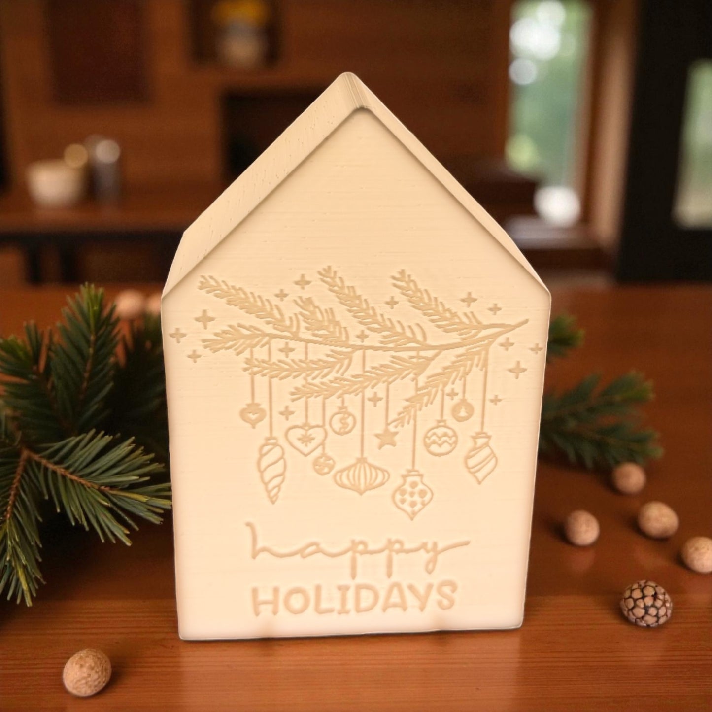 3D-Druckdatei - Teelichthaus - happy holidays