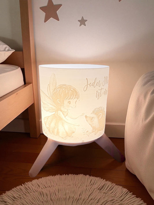 3D-Druckdatei - Nachtlicht - für LED Lampenfassung mit Sockel - Fee und Igel