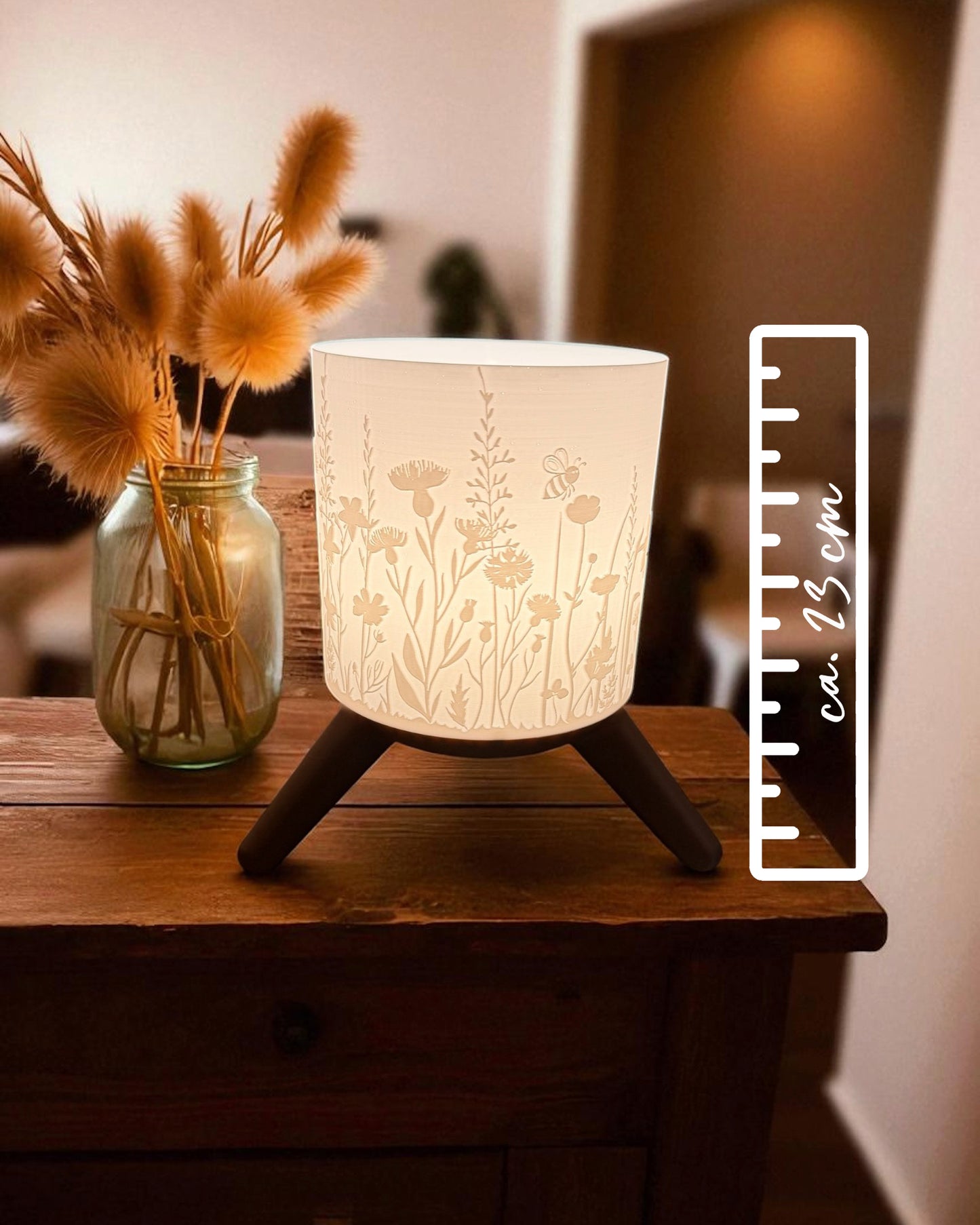 3D-Druckdatei - Deko Lampe Blumenwiese - für LED Lampenfassung - inklusive Sockel