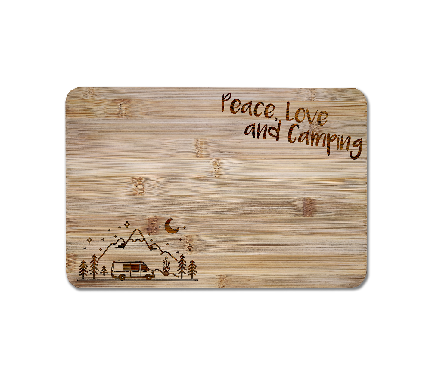 "peace, love and camping" Dein personalisiertes Frühstücksbrett