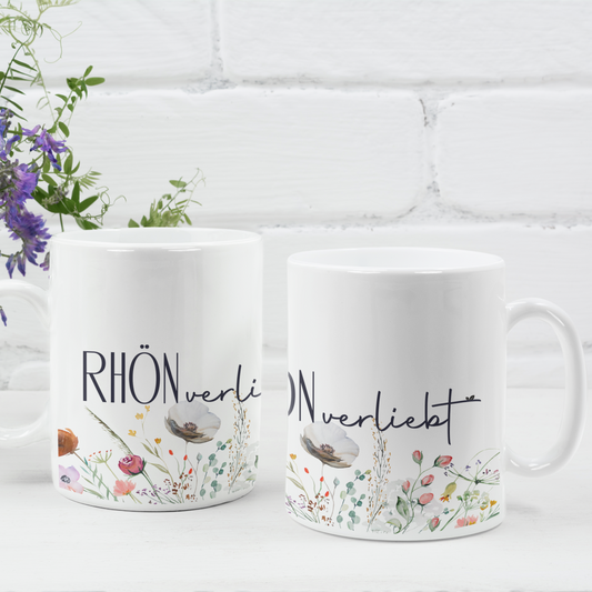 "RHÖNverliebt" Tasse mit bunter Blumenwiese in Keramik