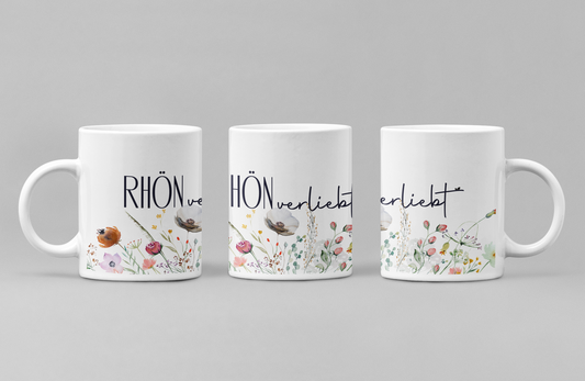 "RHÖNverliebt" Tasse mit bunter Blumenwiese in Keramik