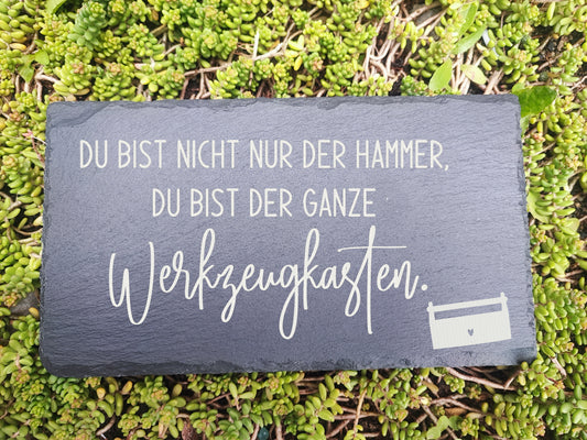 Schiefertafel mit Motiv und Spruch