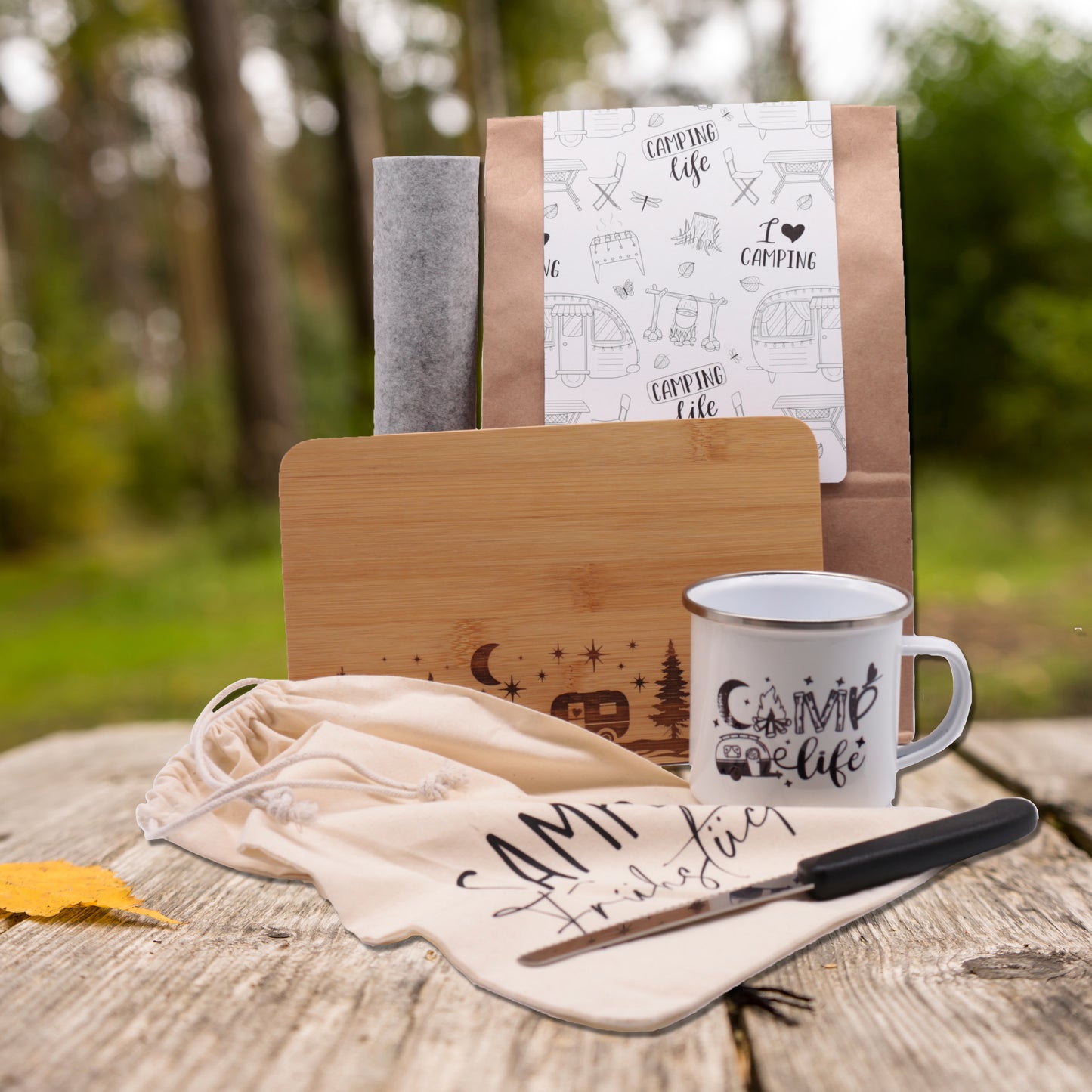 Camping Geschenktüte "Wohnwagen Frühstück"